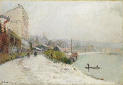 Le Seine au Bas-Meudon, Temps de Neige by Albert Charles Lebourg